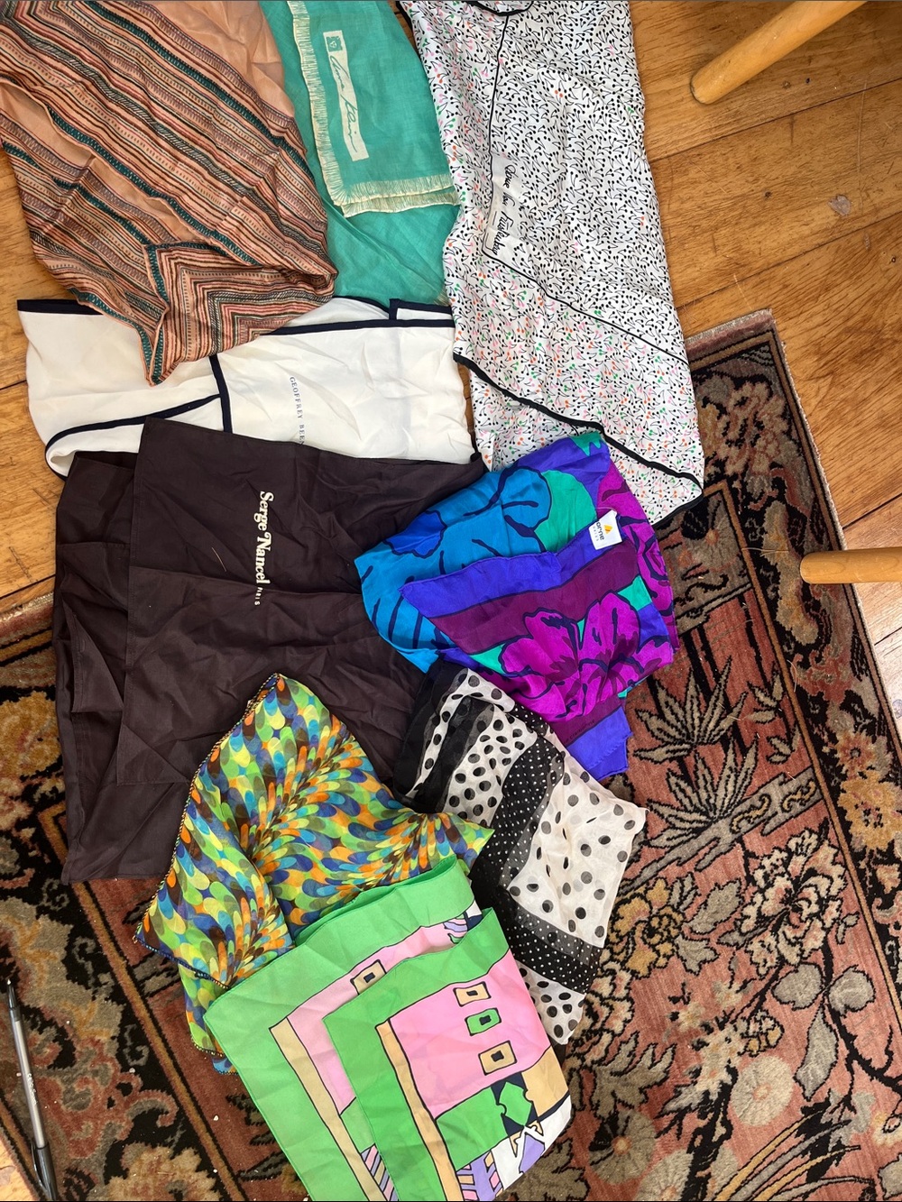 BUNDLE OF NINE  FURSTENBURG and /Geo / Teal mostly Silk Scarves etc: